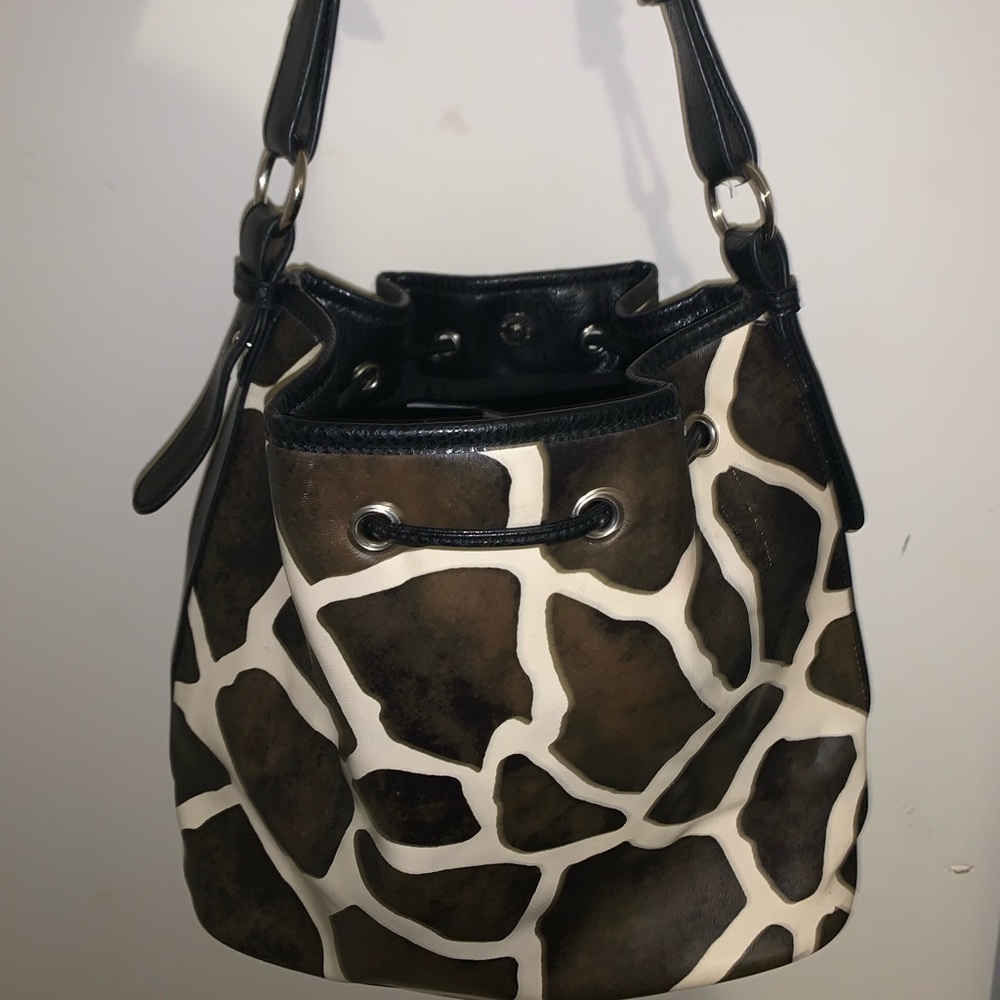 Safari animal print drawstring tote bag